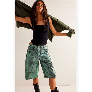 Free People We The Free Extreme Measures Metallic Barrel Shorts 27 NEW